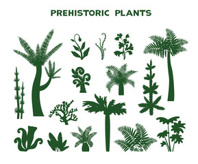 Set of prehistoric plants.