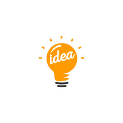 Isolated abstract orange color light bulb logotype, lighting logo on white background, idea symbol vector illustration