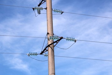 high-voltage line/high-voltage line on blue sky background