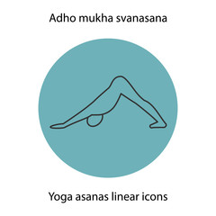 Adho mukha svanasana yoga position. Linear icon