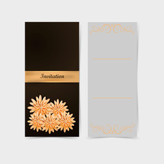template invitation, postcard  with flower