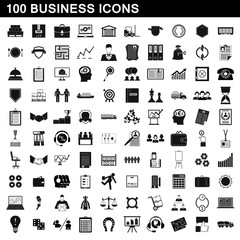 100 business icons set, simple style