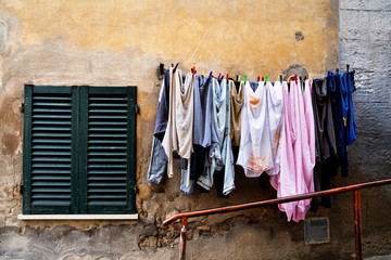 Laundry on a Clothesline in Tuscany
