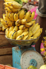 Frische Bananen auf einer Waage