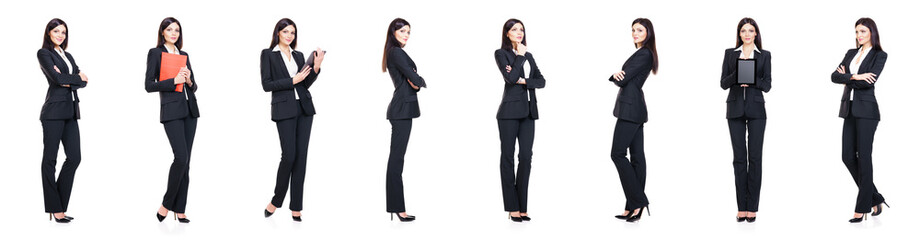 Set of beautiful, attractive businesswoman isolated on white. Business, career success concept.