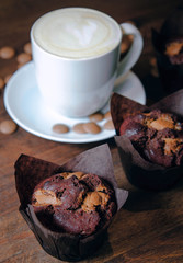 Coffee with chocolate muffins