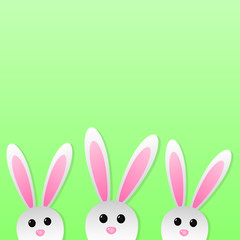Easter bunnies on green background. Vector.