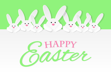 Happy Easter design with bunnies. Vector.