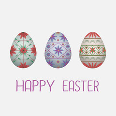 Easter eggs. The object is isolated on a white background. Happy Easter. Vector illustration. Text.