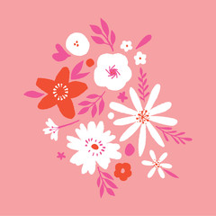 Fototapeta premium Hand drawn flower pattern modern