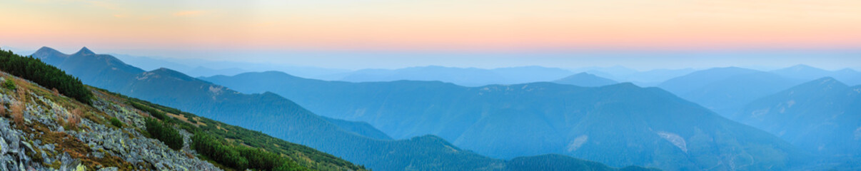 Summer sunrise Carpathian mountain.