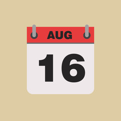calendar flipping date time day month August simple flat vector illustration application app logo icon