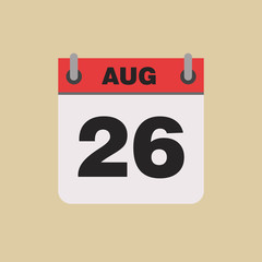 calendar flipping date time day month August simple flat vector illustration application app logo icon