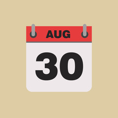 calendar flipping date time day month August simple flat vector illustration application app logo icon