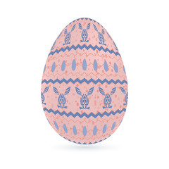 Easter stylized ethnic ornamental egg with rabbit pattern. Isolated on white background
