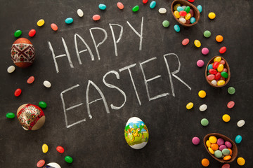 Easter congratulation written by chalk.