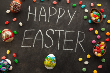 Easter congratulation written by chalk.
