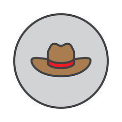 Men's Cowboy Hat filled outline icon, round colorful vector sign, circular pictogram. Symbol, logo illustration