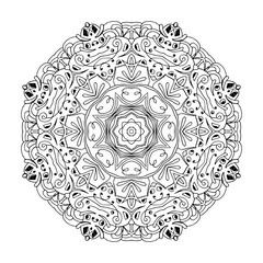 Mandala. Ethnic decorative round element. Hand drawn lacy pattern. Islam, Arabic, Indian, ottoman motifs Boho style