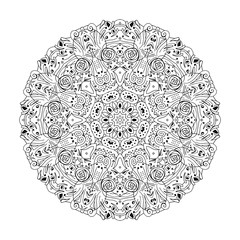 Mandala. Ethnic decorative round element. Hand drawn lacy pattern. Islam, Arabic, Indian, ottoman motifs Boho style