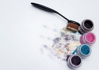 Beautiful pigments and makeup brush.