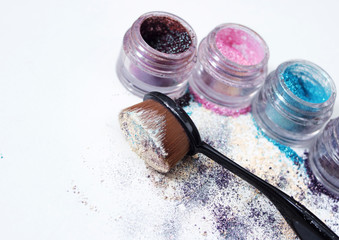 Beautiful pigments and makeup brush.