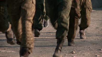 Soldiers training runs on the road. The boots only. - Powered by Adobe