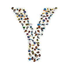 A group of people in the shape of English alphabet letter Z on light background. Vector illustration.