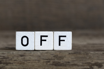 Off, written in cubes