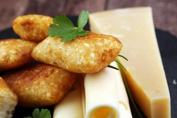 Homemade potato croquettes with parmesan and chives, nice and simple, but delicious light food
