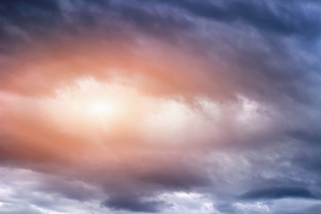 Fototapeta premium Overcast sky with clouds and with sunlight