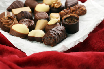 a lot of variety chocolate pralines