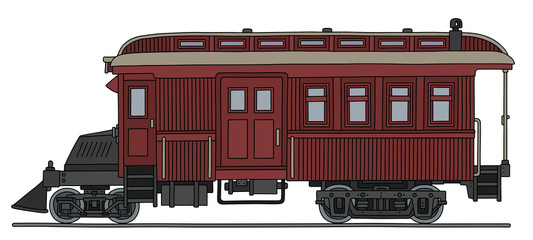 Vintage dark red small motor passenger train