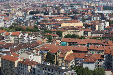Fototapeta na wymiar aerial view of a European metropolis with roofs