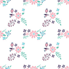 Simple cute seamless pattern in small flowers. Floral seamless background for fashion textile.