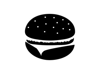 Hamburger black and white icon. illustration isolated on white background.