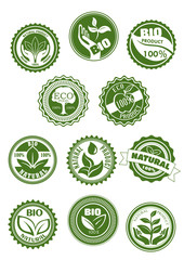 Eco green, natural, bio organic product symbol set