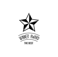 award star badge icon black on white