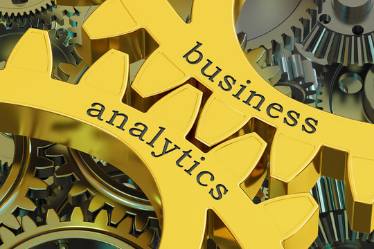 Business Analytics concept on the gearwheels, 3D rendering
