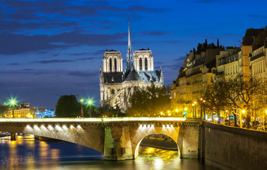 Fototapeta na wymiar The Notre Dame cathedral in evening, Paris, France.