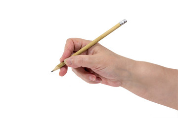 Hand is writing with a pencil