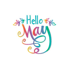Hello may hand lettering calligraphy.