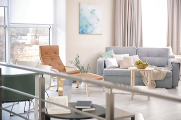 Modern interior of cozy living room
