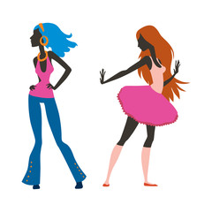 Fashion look girl silhouette beautiful girl woman female and pretty, young, model, style, hair, lady character glamour cute vector illustration.