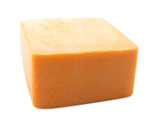 Tasty cheese on white background