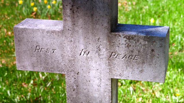 4K Rest in Peace, Gravestone in Cemetery, Close Up Texture, RIP Tombstone
