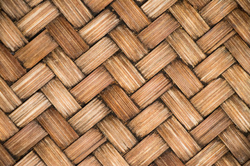 Closed up of brown color wooden weave texture background