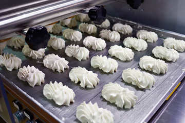 Conveyor for production of marshmallows, sweets and cream roses