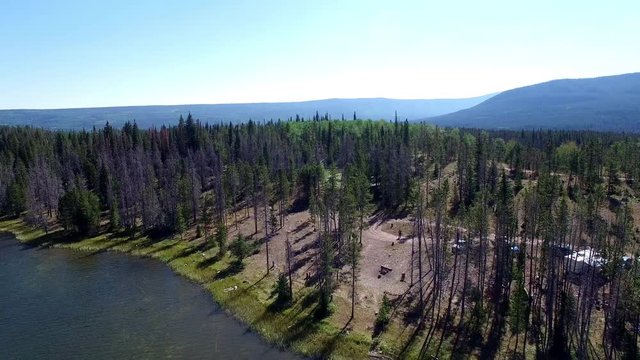 Aerial view of Lyman Lake and forest in Utah