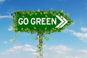 Signpost with Go Green text
